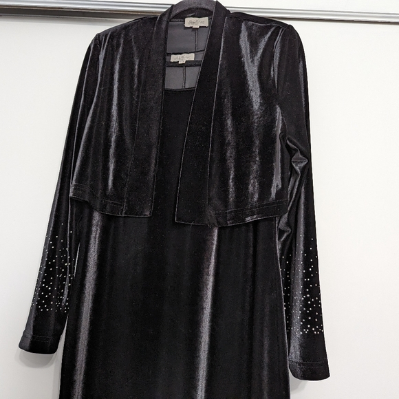 Vintage Black Velvet Dress And Jacket Size L - Picture 11 of 11